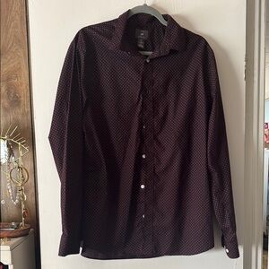 H&M Red Dress Shirt with Pointed Collar